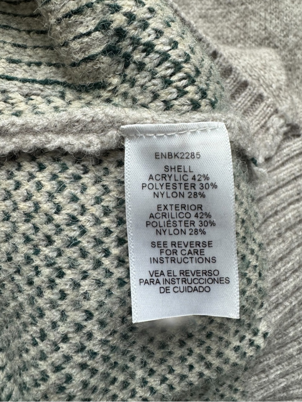 En Crème Floral Textured Crewneck Sweater Gray Cream Women’s Size M - Picture 4 of 4